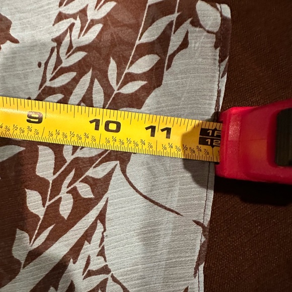 Lane Bryant Blue & Brown Sheer Floral Leave Print Square Neckline SZ  22…No Belt - Picture 11 of 13